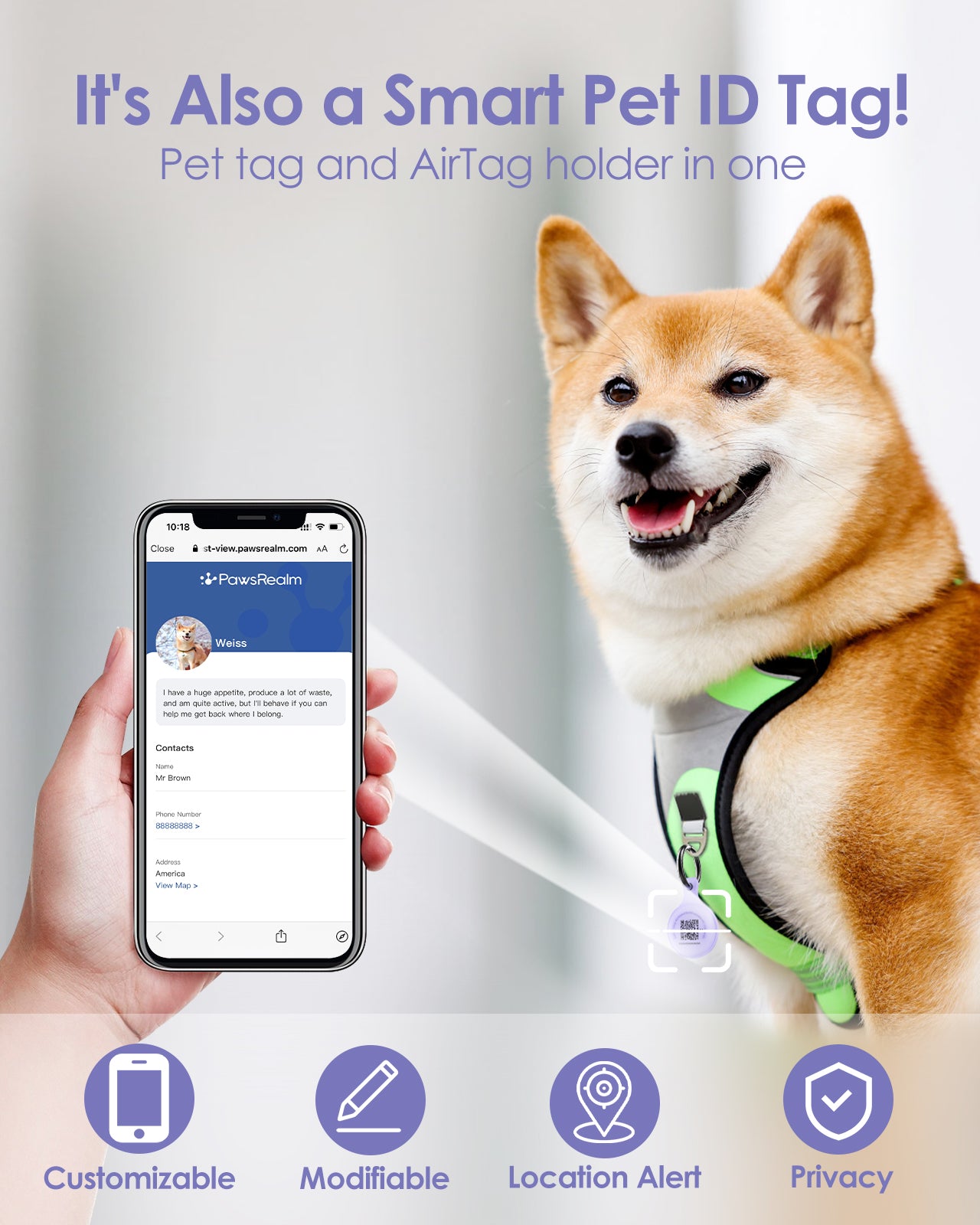 Pawsrealm Smart AirTag Holder