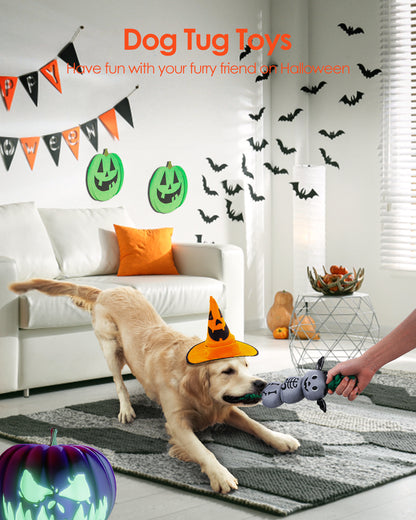 Halloween Bat Dog Squeaky Toys with Rope