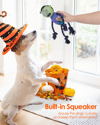 Halloween Zombie Dog Squeaky Toys With Rope