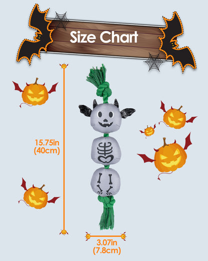 Halloween Bat Dog Squeaky Toys with Rope