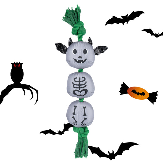 Halloween Bat Dog Squeaky Toys with Rope